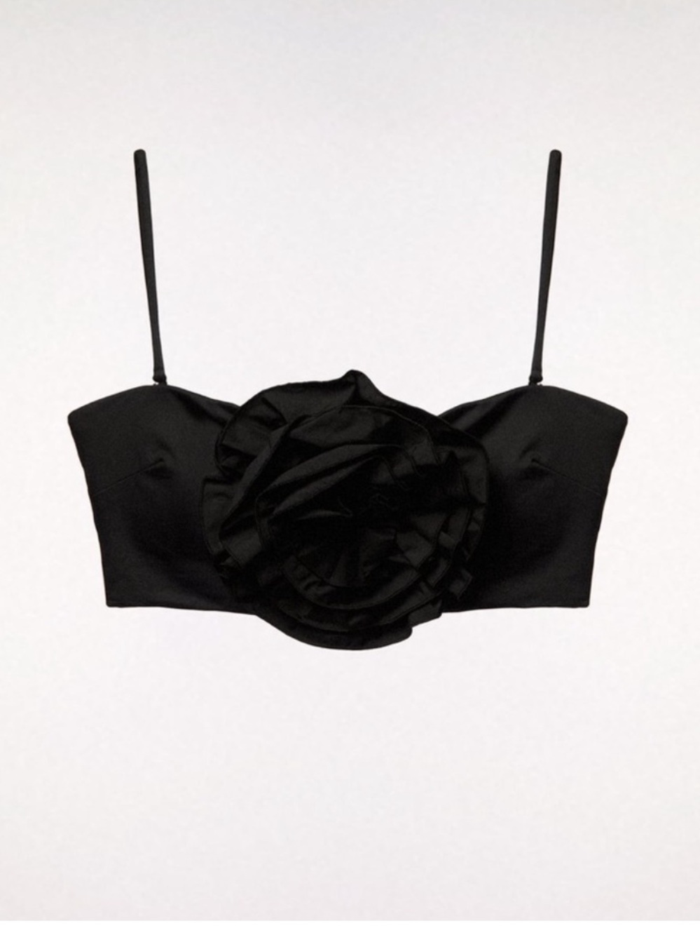 Zara Black Flower Rose Appliqué Bandeau Bikini  Bralette M